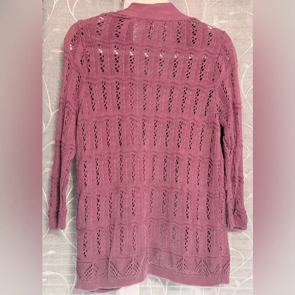 Nouveaux Mauve Open front Knit Cardigan - Picture 2 of 3